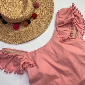 Kortni Jeane icing pink Pom off the shoulder small